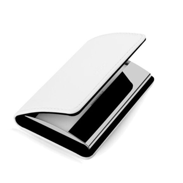 white metal card holder