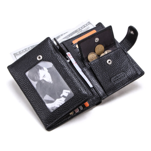Custom Logo Multifunctional Slim Black Wallet Men Aluminum Alloy Business Casual Coin Purse Trifold Leather Card Holder Wallet - Image 2