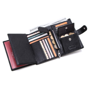 Tri fold leather wallet
