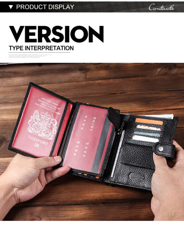 Custom Logo Multifunctional Slim Black Wallet Men Aluminum Alloy Business Casual Coin Purse Trifold Leather Card Holder Wallet - Image 3