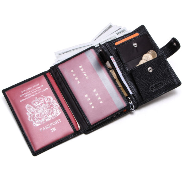 Custom Logo Multifunctional Slim Black Wallet Men Aluminum Alloy Business Casual Coin Purse Trifold Leather Card Holder Wallet - Image 5