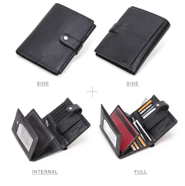 Custom Logo Multifunctional Slim Black Wallet Men Aluminum Alloy Business Casual Coin Purse Trifold Leather Card Holder Wallet - Image 7